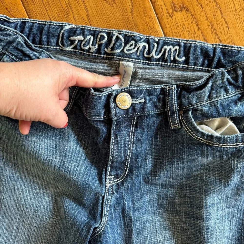 Gap Straight Leg Jeans Girl’s 12 Plus Medium Wash Denim Adjustable Waist